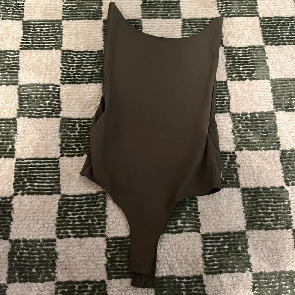 PAXTON olive green open back bodysuit